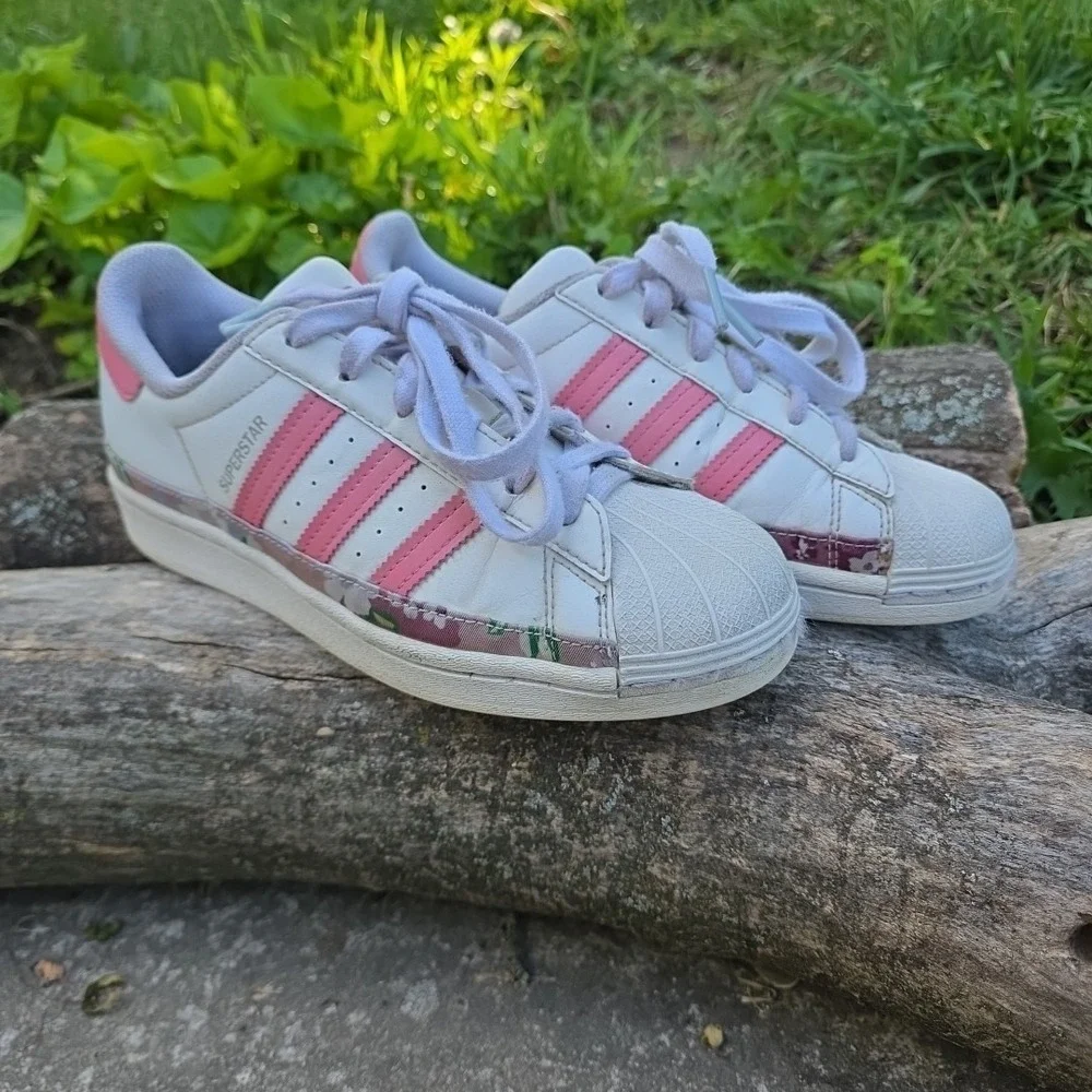 Adidas Originals Superstar Girls Kids Shoes Sneakers White Pink‎ Size US 5